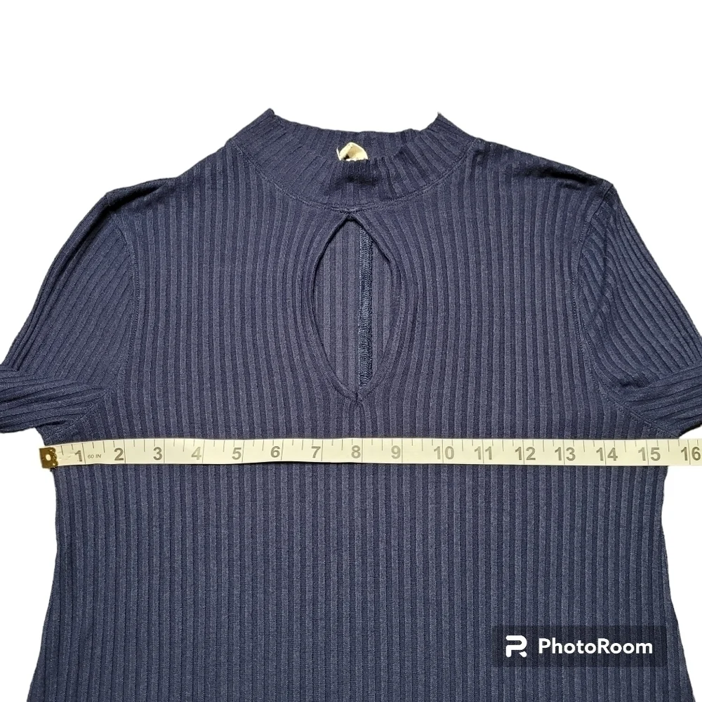 We‎ The Free People Blue Long Sleeve Mock Neck Flare Ribbed Tunic Dress Top XS